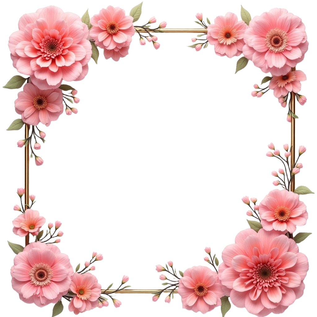 Floral Frame with Pink Flowers